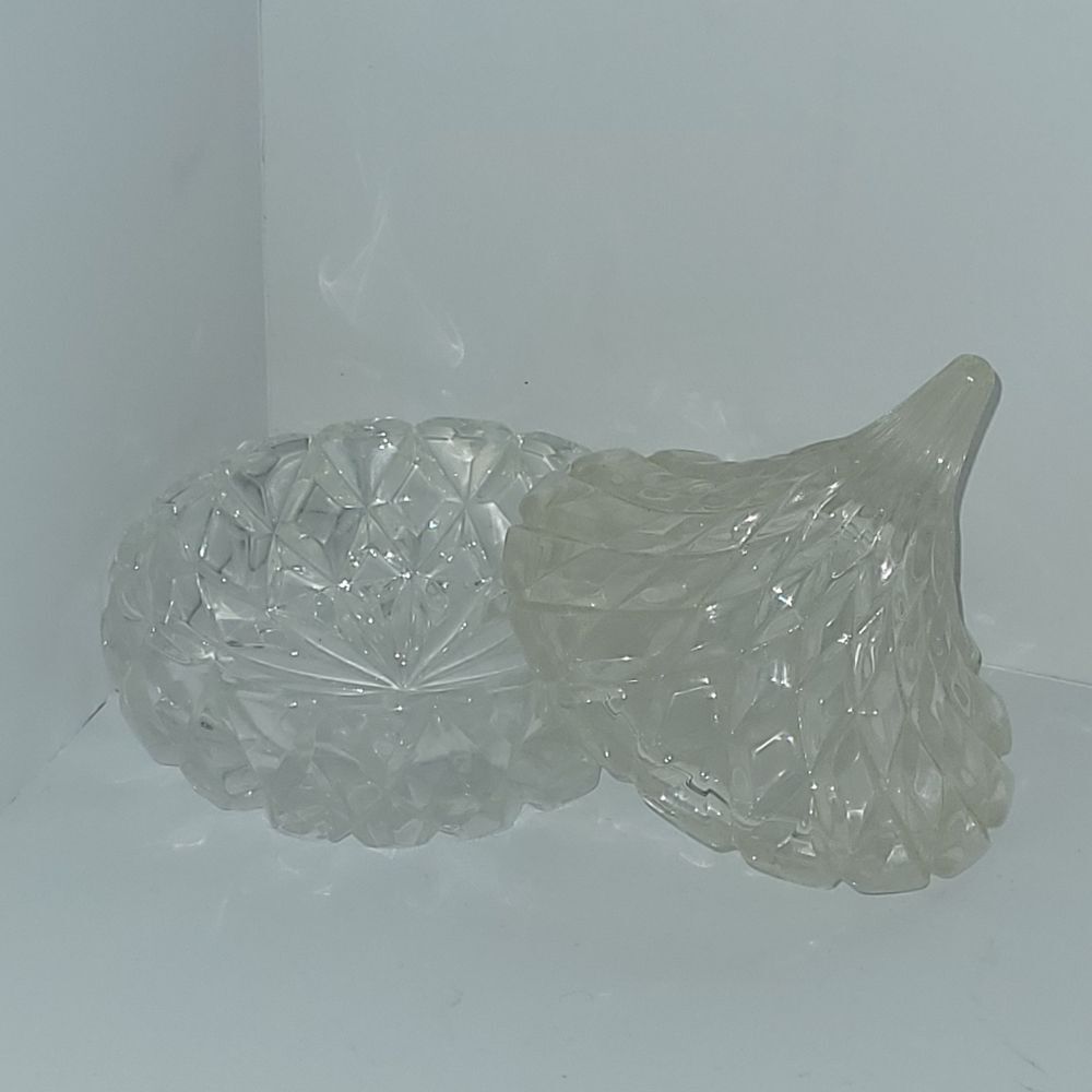 Hershey Kiss Shape Clear Glass Diamond-Cut Candy Dish